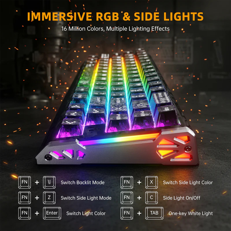 كيبورد مغناطيسي كربون ATTACKSHARK R68 HE