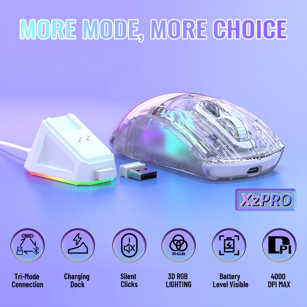 ماوس وايرلس/BT/سلك Attack Shark X2PRO