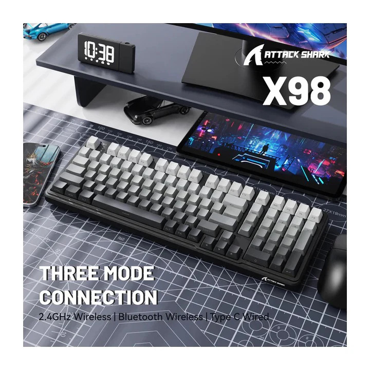 كيبورد ميكانيكي وايرلس/بلوتوث/سلك Attack Shark X98
