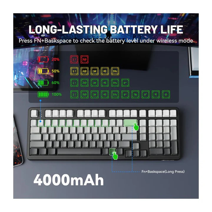 كيبورد ميكانيكي وايرلس/بلوتوث/سلك Attack Shark X98