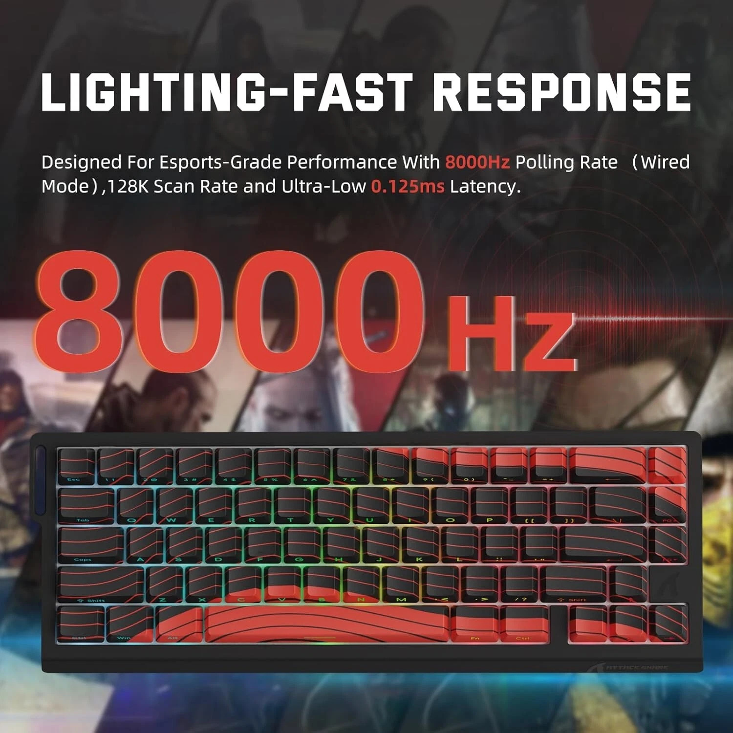 كيبورد مغناطيسي وايرلس/بلوتوث/سلك Attack Shark x68 PRO HE