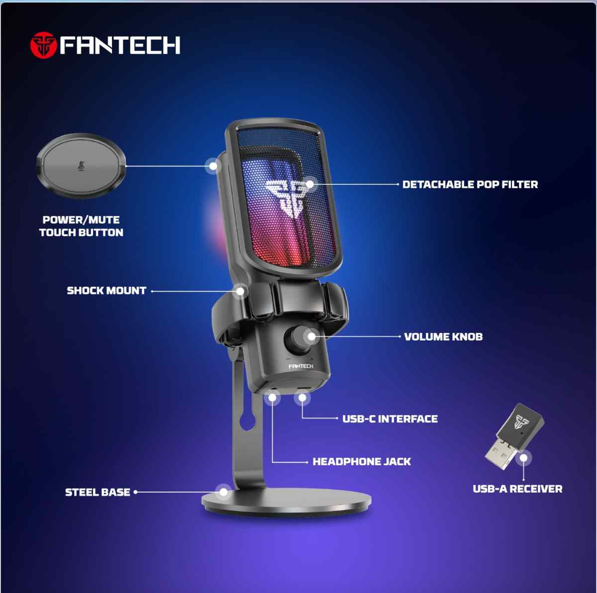 ميكروفون وايرلس احترافي Fantech wmcx01
