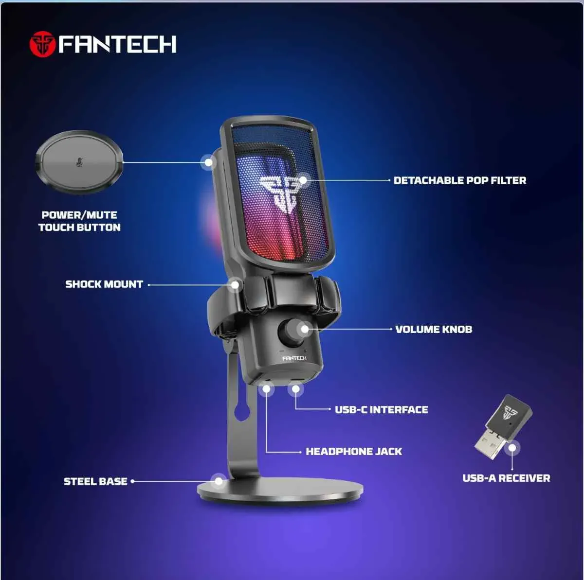 ميكروفون لاسلكي احترافي Fantech wmcx01