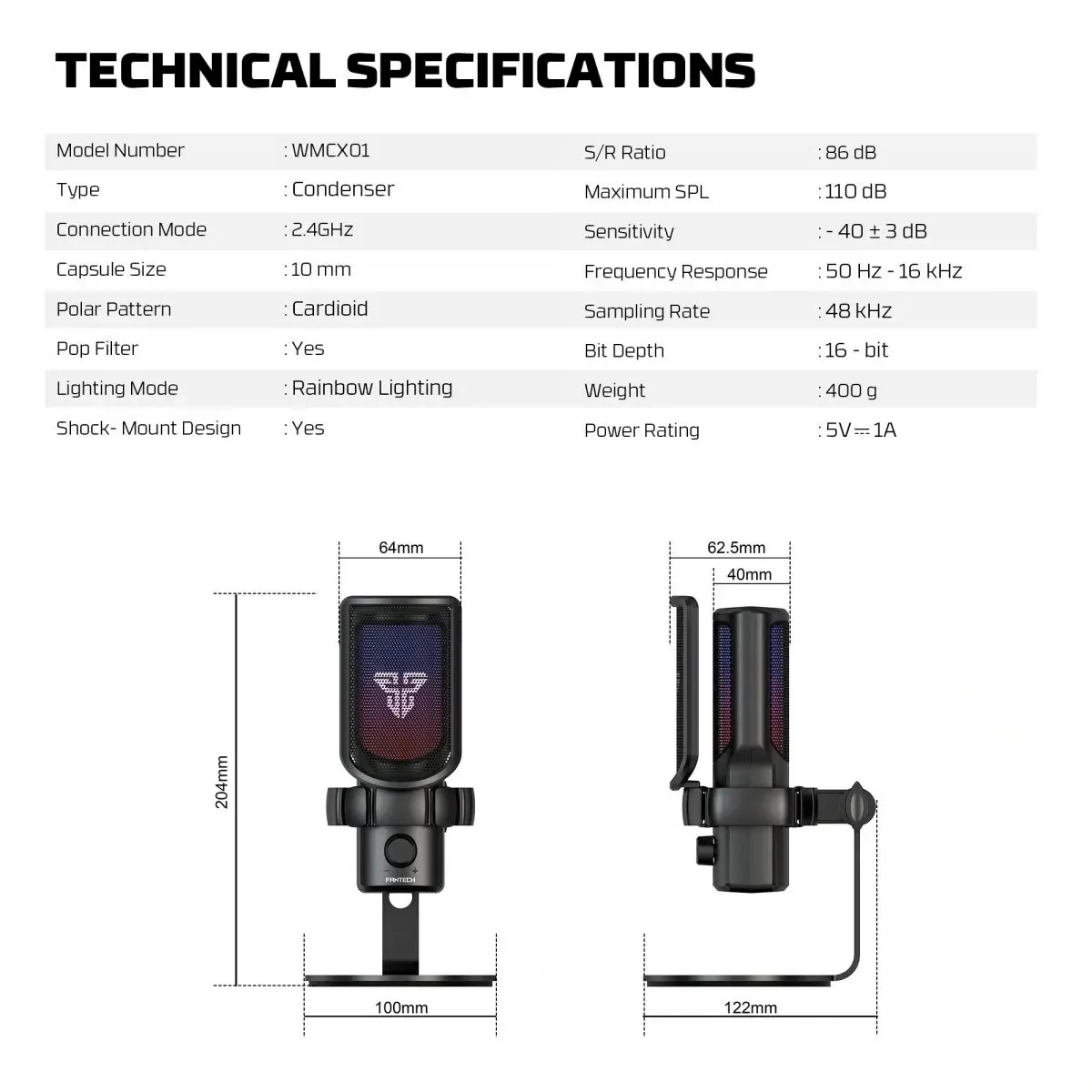 ميكروفون لاسلكي احترافي Fantech wmcx01