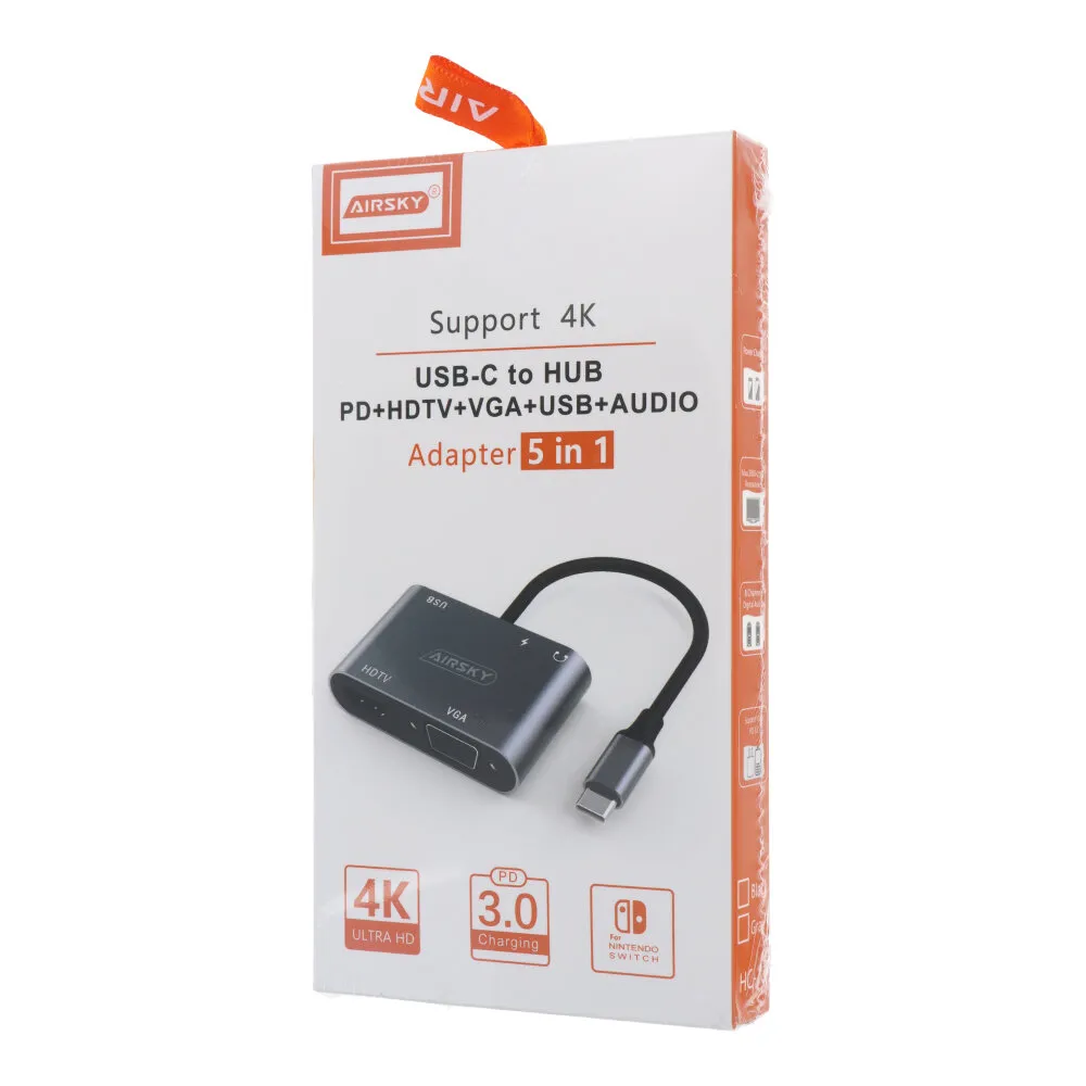 USB-C to HUB PD+ HDTV+ VGA+ USB+ AUDIO