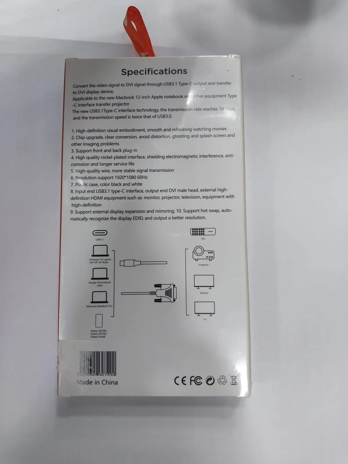 USB-C to DVI-F Cable Full HD