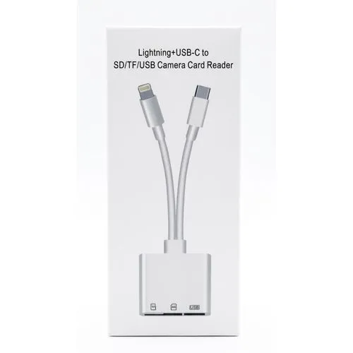 Generic Lightning+USB-C to SD/TF/USB Camera Card Reader