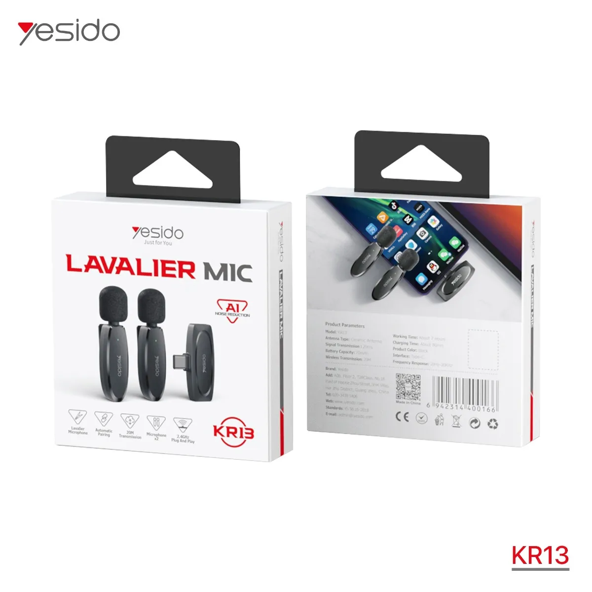 ميكروفون YESIDO لاسلكي المزدوج Type-C