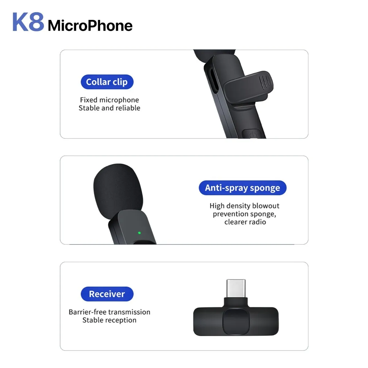 ميكروفون لاسلكي K8 Type c