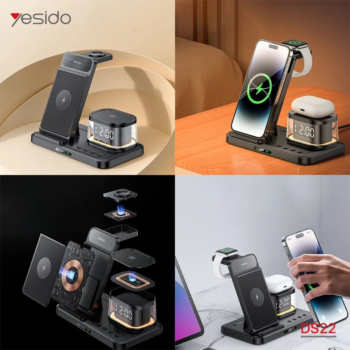 شاحن وحمالة هاتف للمكتب YESIDO DS22 MagSafe