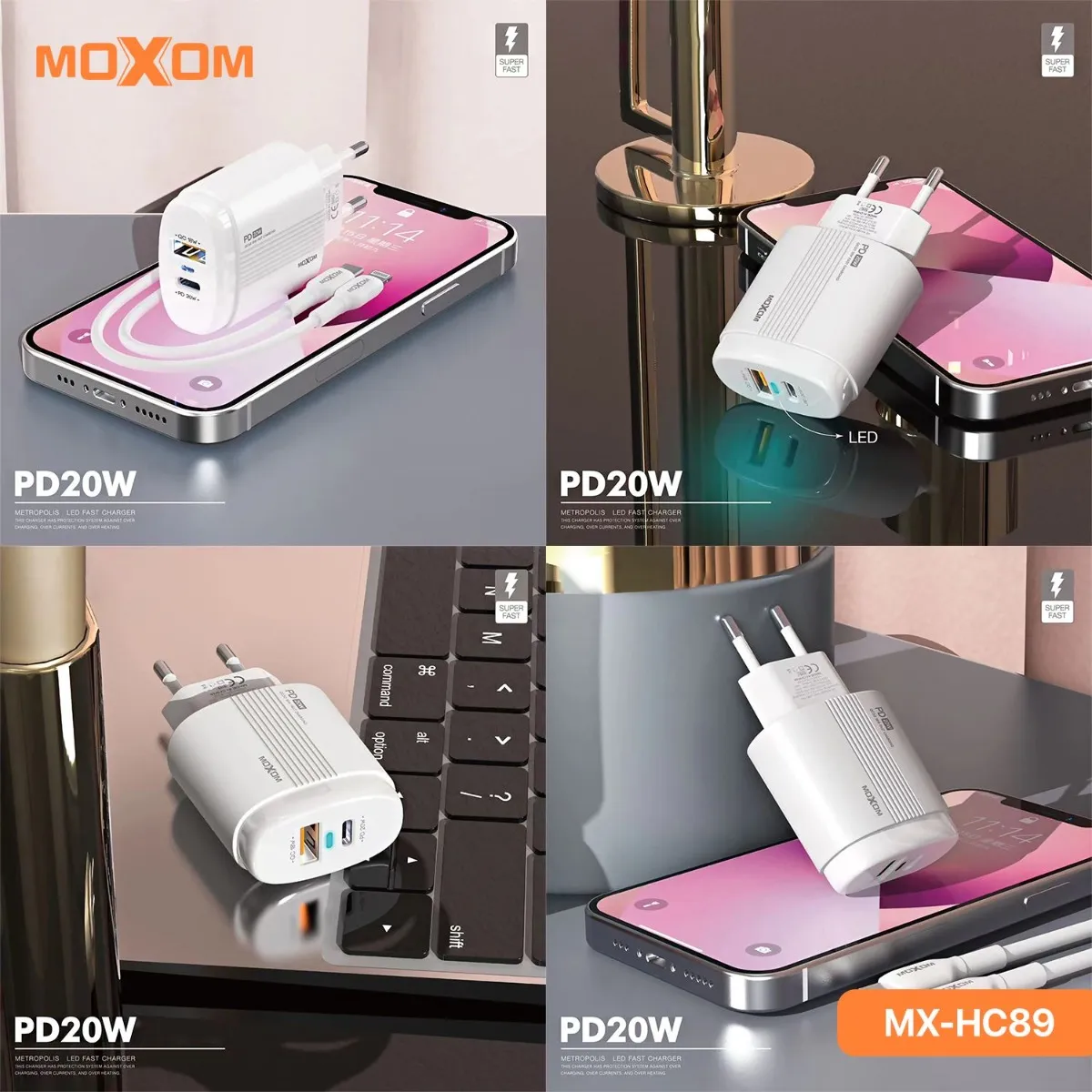 شاحن ايفون MOXOM MX-HC89 20W PD