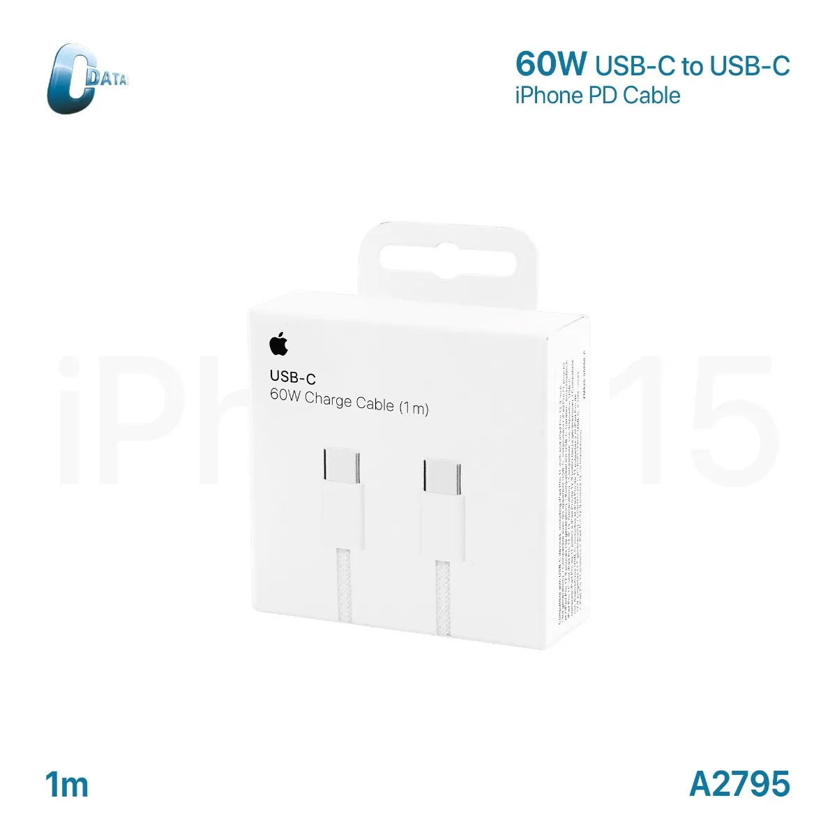 كيبل آيفون اصلي  15 PD 60W C-Data
