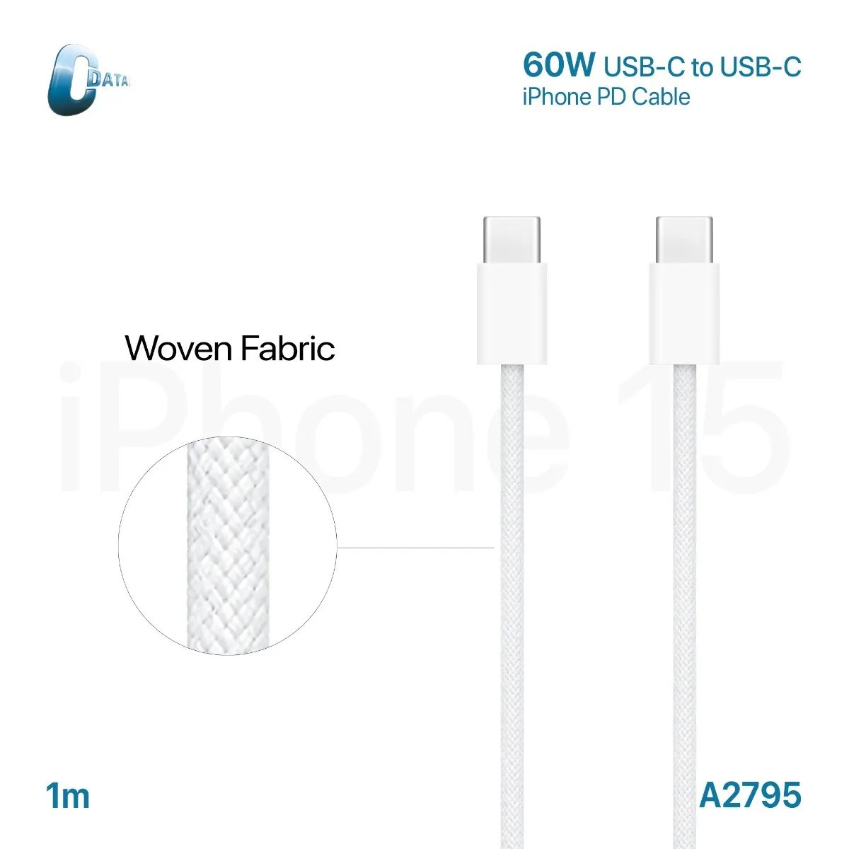 كيبل آيفون اصلي  15 PD 60W C-Data