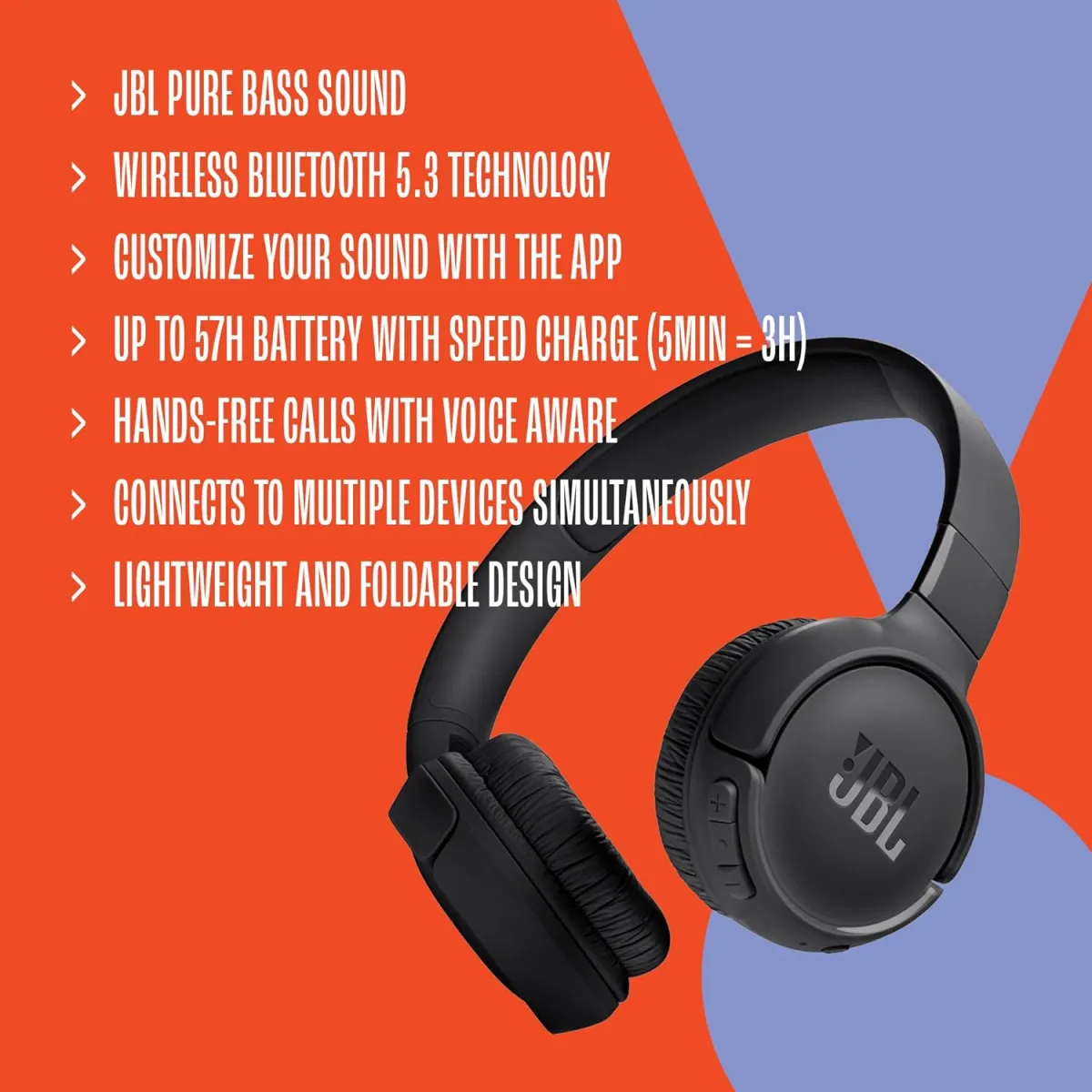 سماعة راس أصلية JBL Tune 520BT