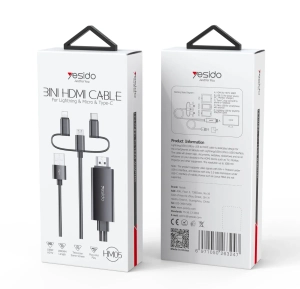 تحويلة كيبل Yesido HM05 Lightning + Micro + Type-C to HDMI Cable