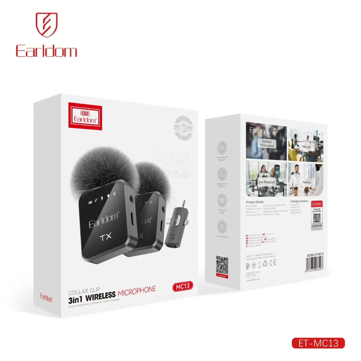 ميكروفون لاسلكي مزدوج للموبايل Earldom ET-MC13 3in1