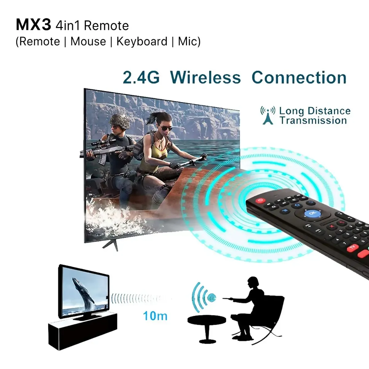 ريموت | ماوس | كيبورد | مايك AIR FLY 4in1