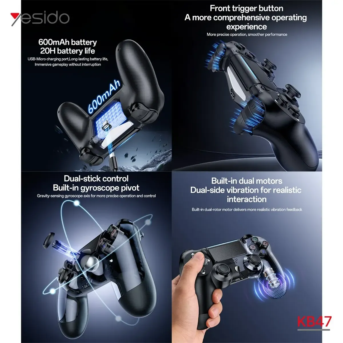 يد تحكم لاسلكي  Yesido KB47 PC/PS4