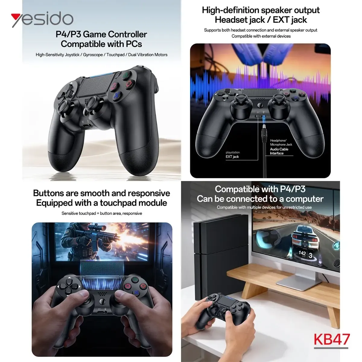 يد تحكم لاسلكي  Yesido KB47 PC/PS4