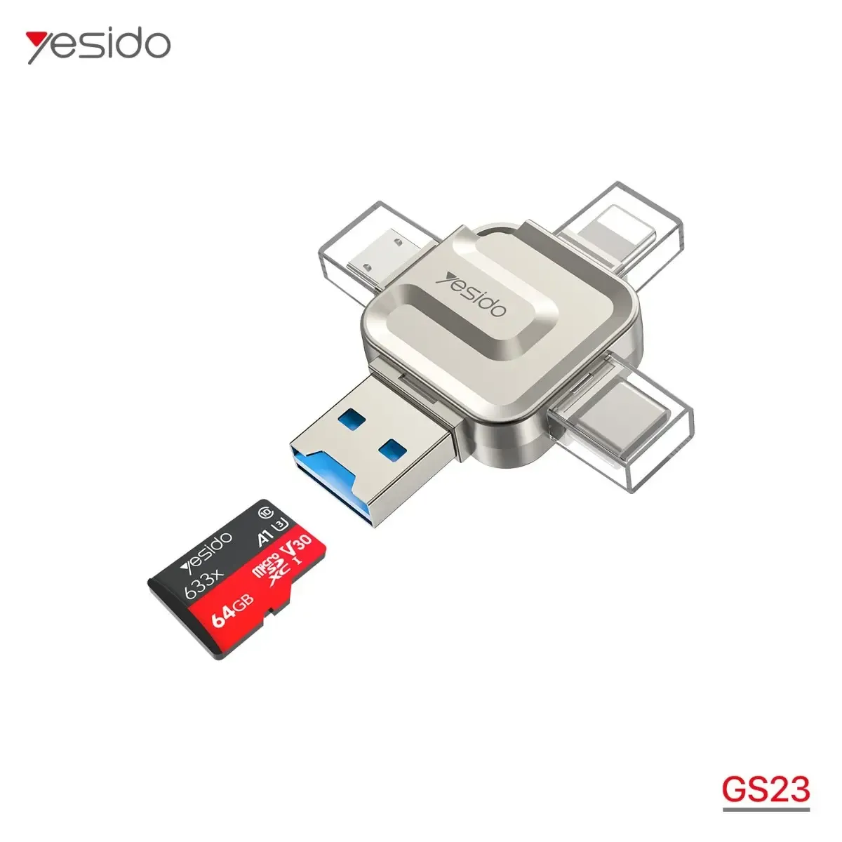 تحويلة ريدر متعدد YESIDO GS23 4in1 OTG