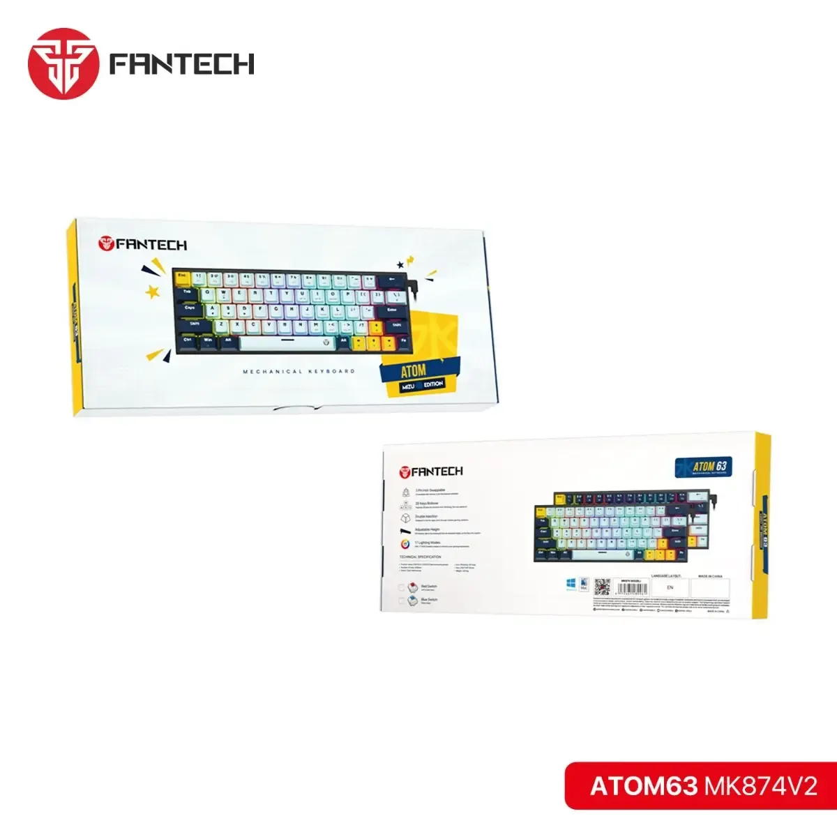 كيبورد ميكانيكي سلكي FANTECH ATOM63 MK874