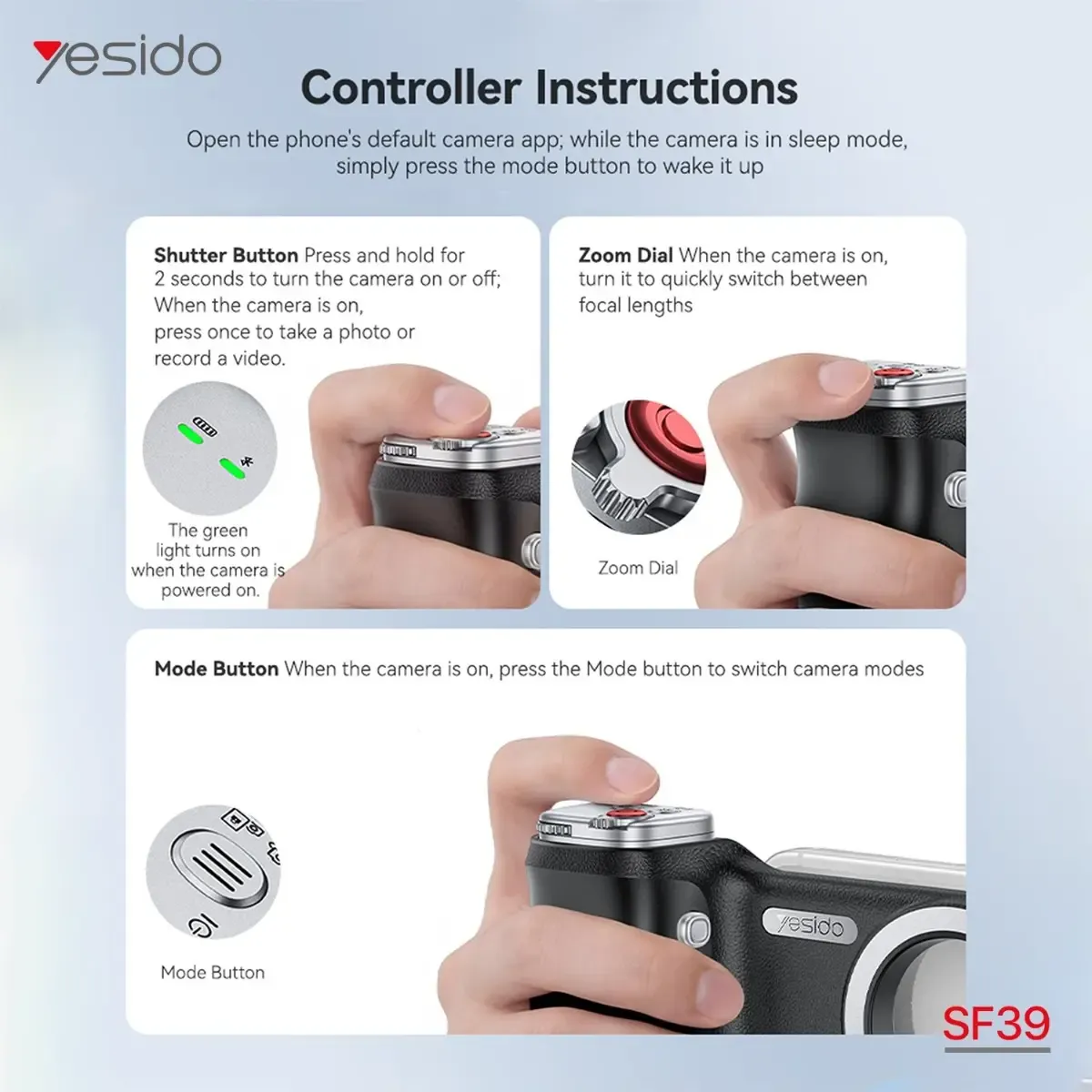 حامل مقبض موبايل بلوتوث YESIDO SF39